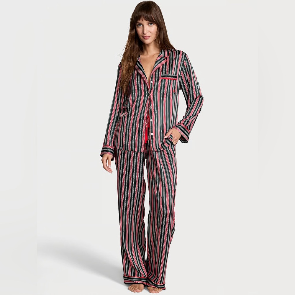 NWT VICTORIA'S SECRET Glazed Satin Long Pajama Set
